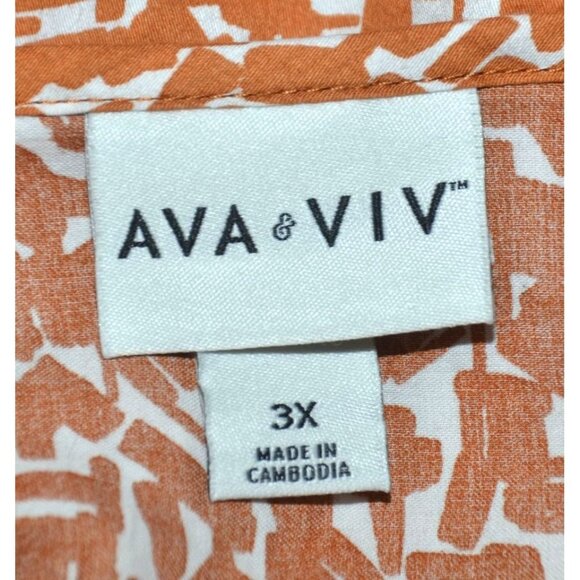 Ava & Viv Womens Burnt Orange Balloon Short Sleeve Pleated Blouse Plus Size 3X - Picture 8 of 10
